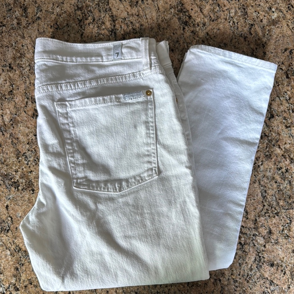 Distressed White Lowrise skinny 7 For All Mankind White Jeans SZ 32